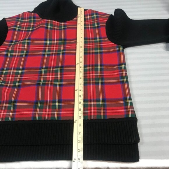 Burberry Sweater Womens Medium Red Black Tartan Plaid Wool Cashmere Pullover - Picture 9 of 10